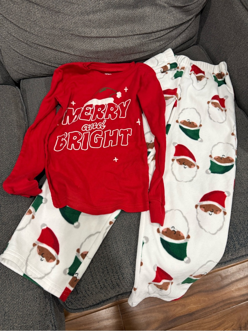 Carter's Red Merry and Bright Pajama Set with Santa Print Pants